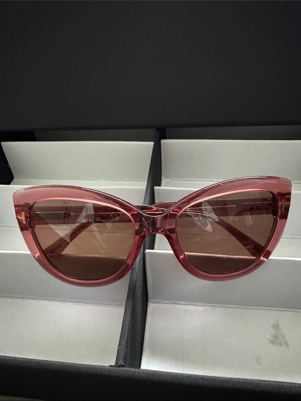 Tom Ford Rose Pink Cat Eye Sunglasses with Brown Lenses